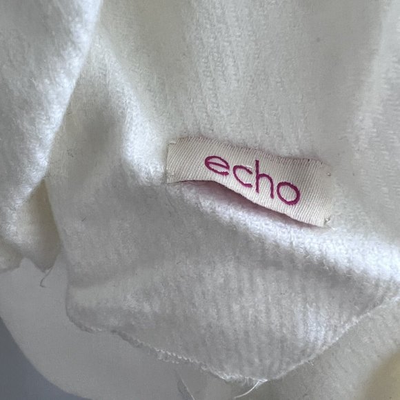 Echo Designer Ruffled Ivory Knit Scarf 66” NWT New - Picture 4 of 9